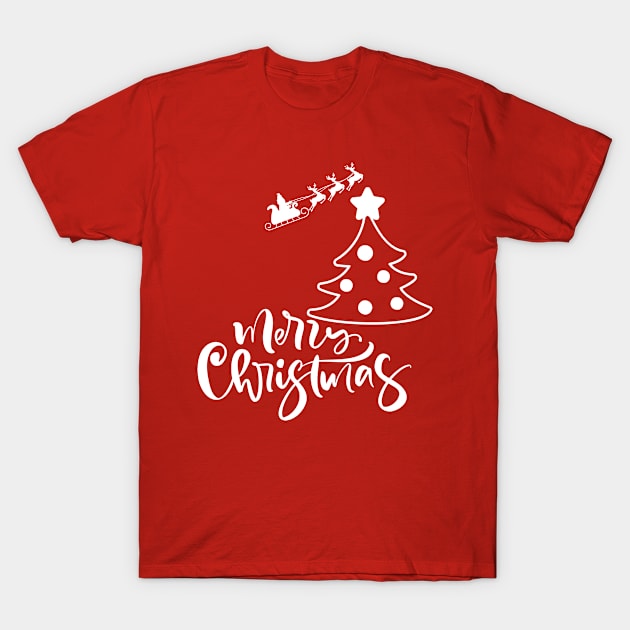Merry Christmas with Santa on sleigh with reindeer T-Shirt by SYAO